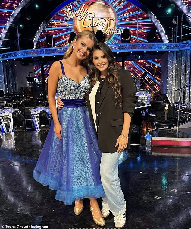 In one fell swoop, the star looked stunning as she cut a stylish figure in a blue tulle dress with an embellished bust and a semi-sheer embellished skirt.