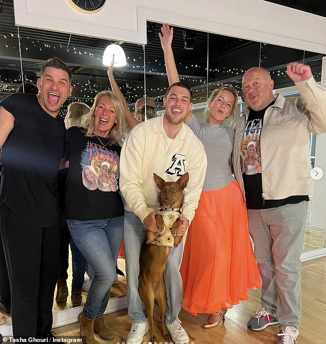 Meanwhile, the star wasted no time causing a storm during rehearsals when she was joined by Andrew and her parents who proudly wore Team Tasha T-shirts.