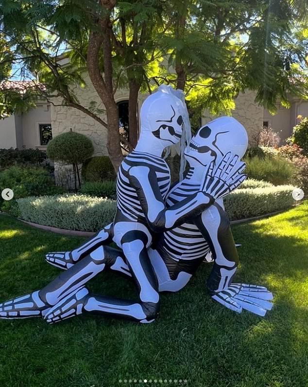 Kourtney Kardashian, on the other hand, decorated the garden she shares with her husband Travis Barker, 48, a bit more suggestively