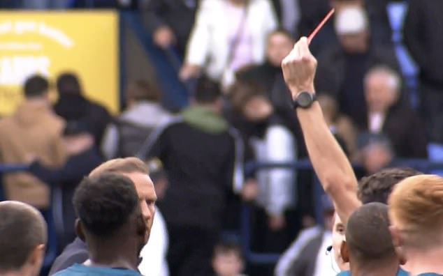 Referee Declan Bourne had no choice but to show the Bolton manager a red card afterwards