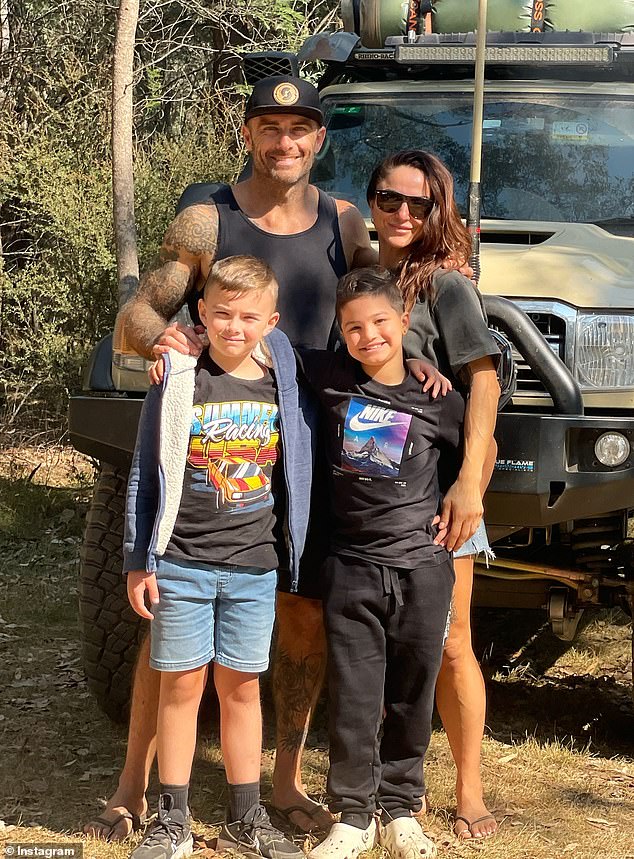 After developing his cheeky Commando character during his TV career, Steve has softened in recent years and tells Daily Mail Australia it's all thanks to his four children and girlfriend Harika Vancuylenberg. Pictured with Harika and two of their children