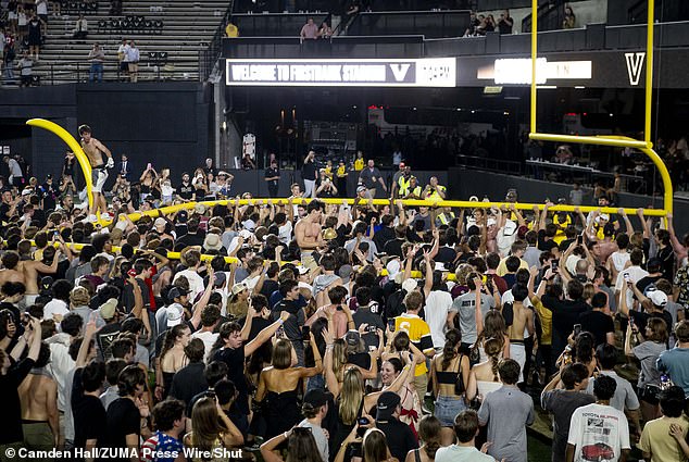 The goalposts were removed from the stadium and throughout the city of Nashville for hours