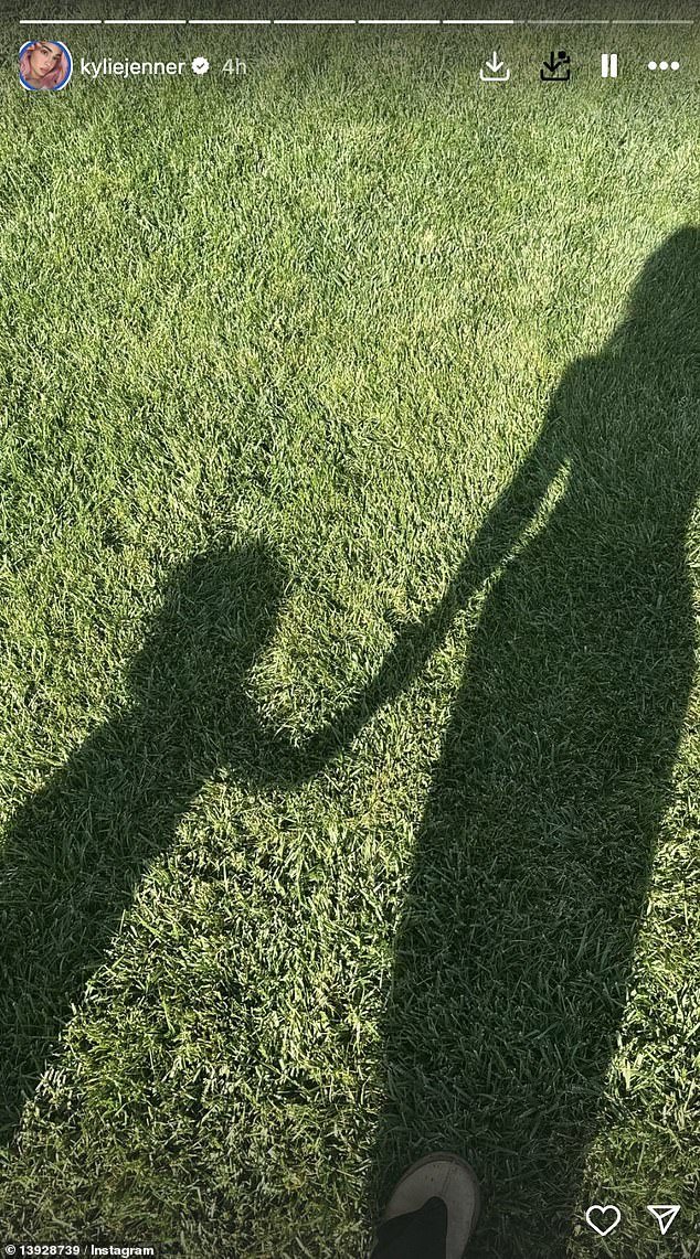 Her Instagram Stories included a shadow snapshot of her and one of her two children