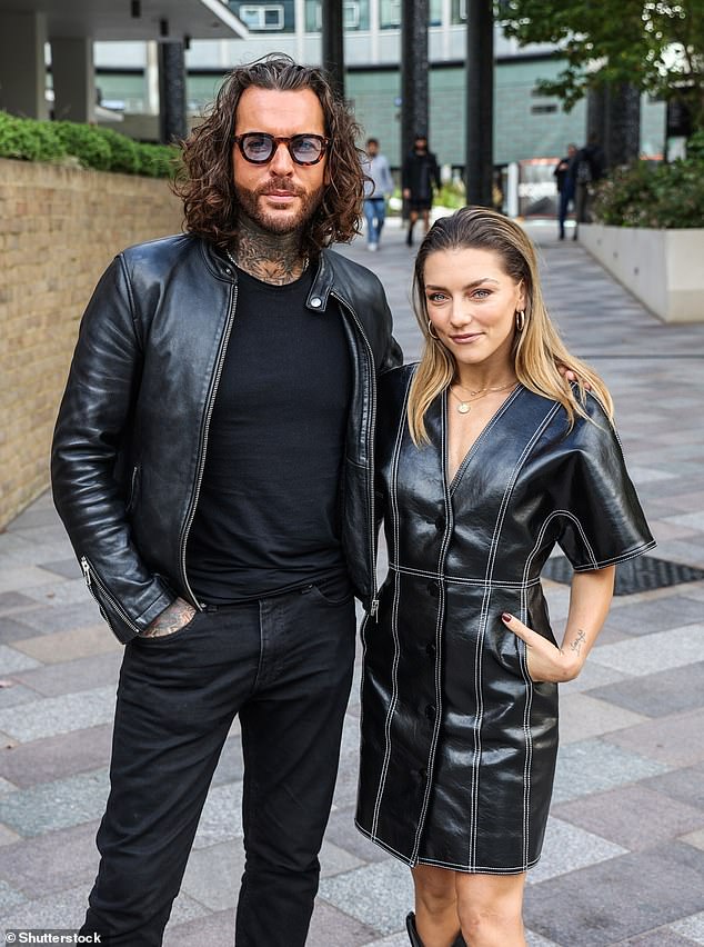 "Come dance strictly" duo Peter Wicks and Jowita Przystal are seen coordinating leather outfits as they leave the Television Center in London