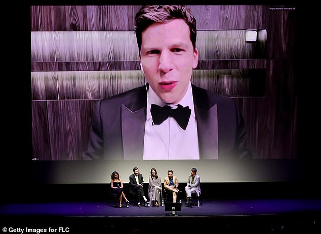 They were joined by Gray and Culkin as they chatted with film curator and writer Dennis Lim. And although Eisenberg, who not only starred in the film but was also its writer and director, was unable to attend, he joined the group via video call at one point.