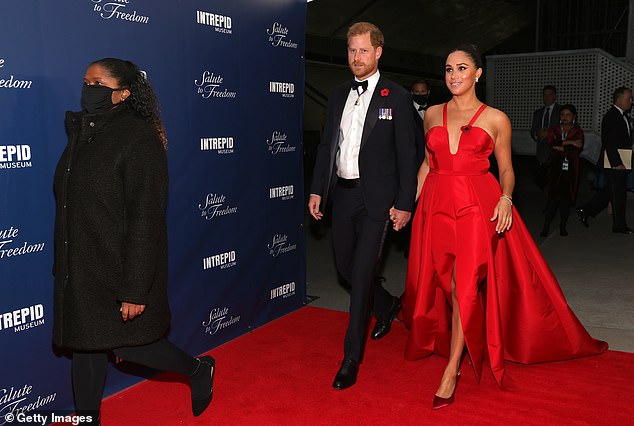 Markle, 43, previously wore the stunning dress to a 2021 gala in New York City celebrating the military on the eve of Veterans Day in the US and Armistice Day in Britain