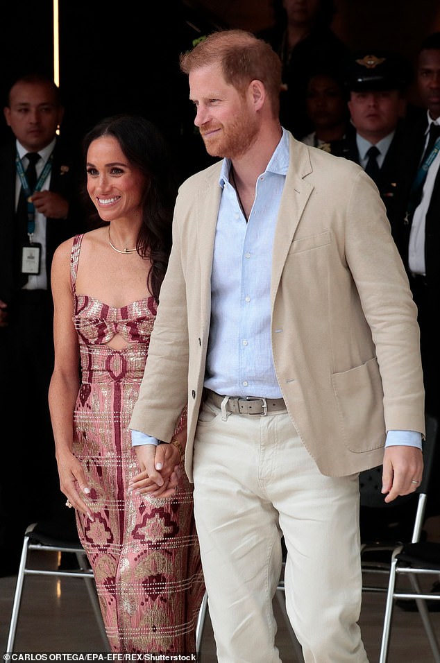 Meghan and Harry in Colombia in August when they visited the country as representatives of their Archewell Foundation