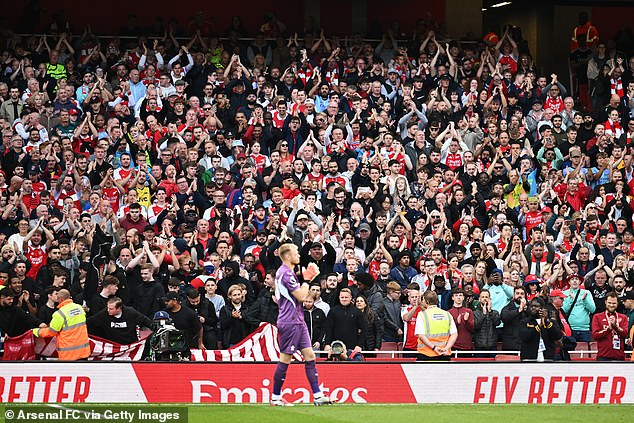 Towards the end of the match, Arsenal supporters serenaded Saints goalkeeper Ramsdale