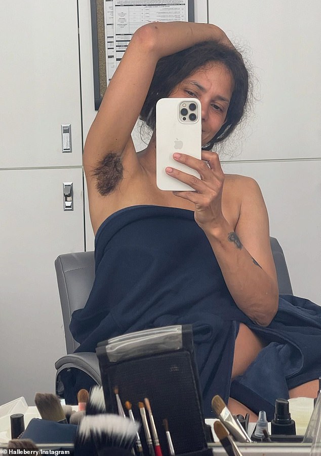 And this past weekend she shared behind-the-scenes footage from the filming of Never Let Go – showing off fake armpit hair as she transformed into her character