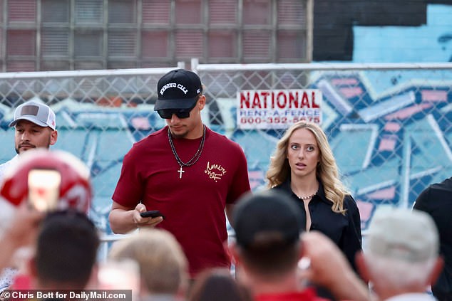 Mahomes and wife Brittany attended the event to show their support for the Kelce Car Jam