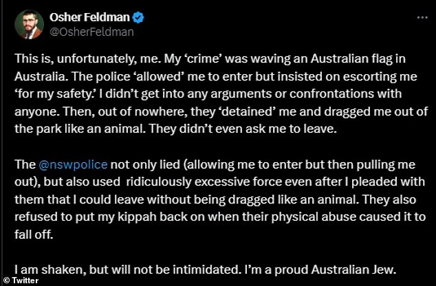 Mr Feldman wrote about his experiences in a post on social media site