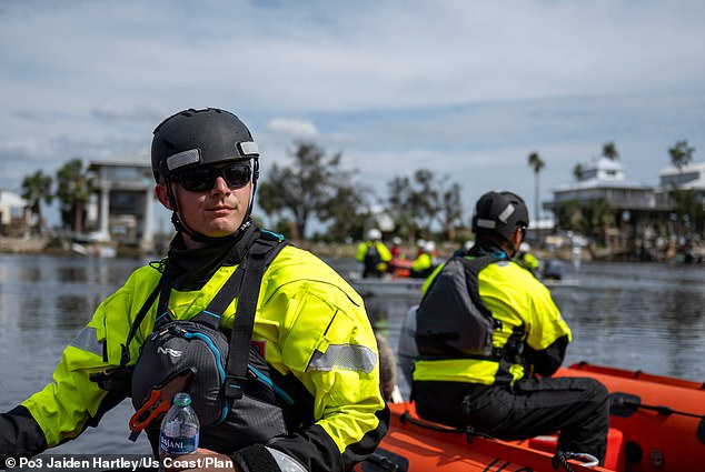 U.S. Coast Guards conduct urban search and rescue in the aftermath of Hurricane Helene, in Keaton Beach, Florida.