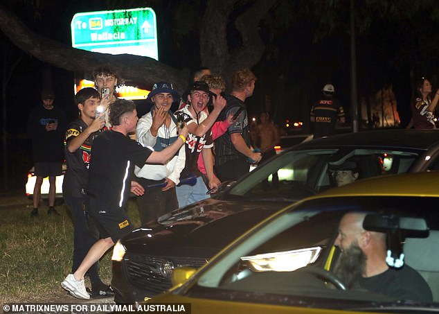 Drivers and pedestrians were united in their joy as the Panthers won another title