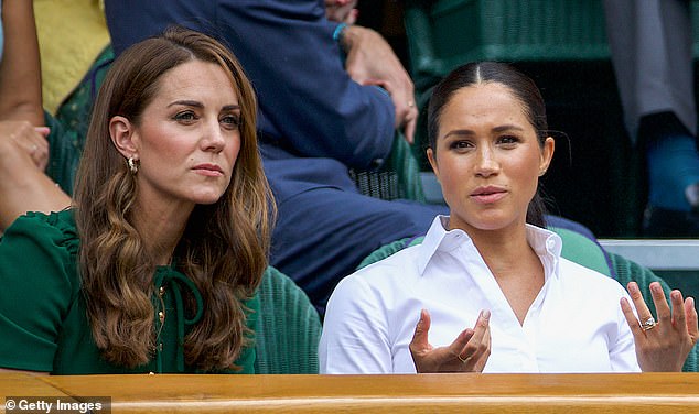 Meghan and Kate pictured during the women's singles final at Wimbledon in 2019