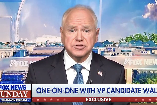 Minnesota Gov. Tim Walz speaks about the vice presidential debate on Fox News Sunday