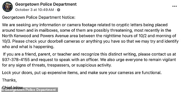 Georgetown police urged people to check their doorbell cameras