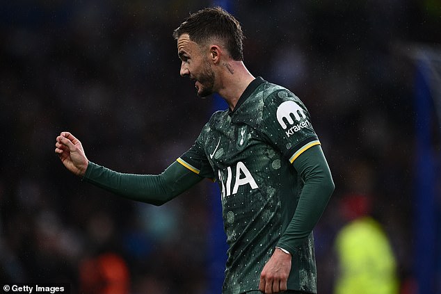 Maddison pictured himself celebrating after scoring to put Tottenham 2-0 ahead in the 37th minute