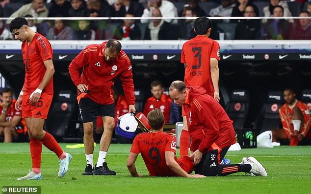 Kane received treatment on his right leg by Bayern physios before leaving the field