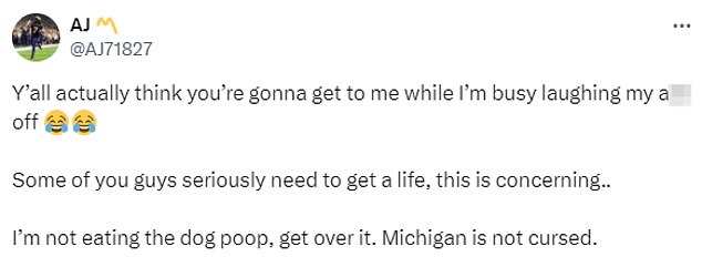 But after Washington beat No. 10 Michigan, fan told others to 'get a life'