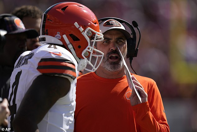 The head coach could be seen exchanging words with the signal caller on the sideline