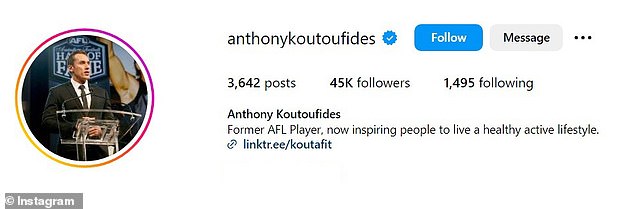 The Wrong Way: On Koutoufides' personal Instagram page, the authorization statement is omitted