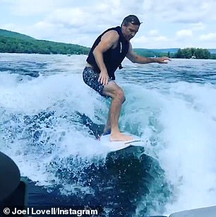 Joel photographed while e-surfing on Winnisquam Lake in 2017