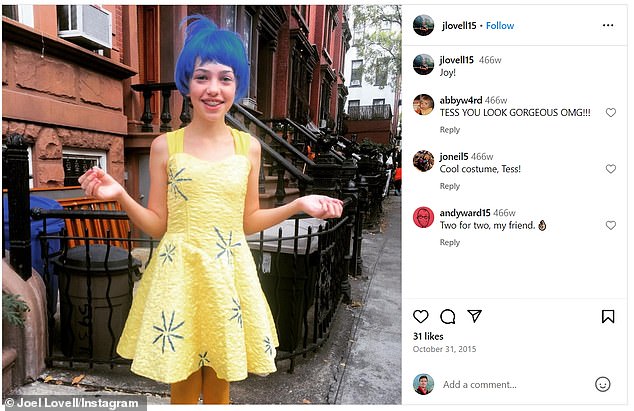 In 2015, little Tessie, now a student at Cornell University, happened to dress up as Poehler's Inside Out character Joy for Halloween.