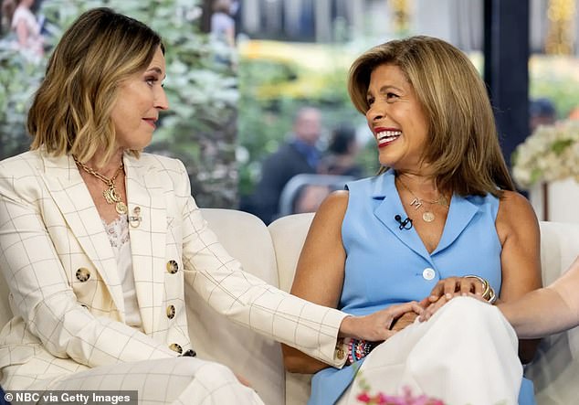 NBC Today host Hoda Kotb, 60, announced last month that she will be stepping down from Today early next year. Co-host Savannah Guthrie, 52, left, has just over a year left on her contract