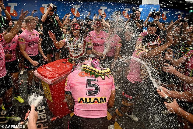 Players showered each other with champagne as they started the party to end all parties