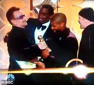 The 64-year-old U2 frontman is still 'haunted' by the incident as he recalls having to dodge a kiss from Combs at the 2014 Golden Globes.