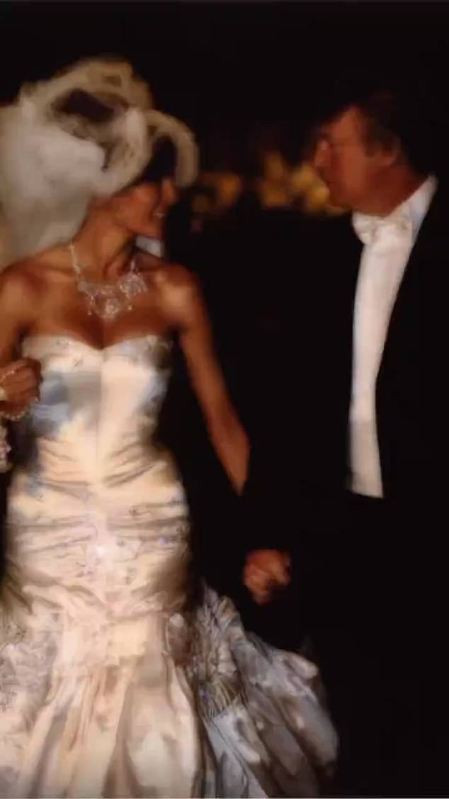 The video came just days after Melania revealed she was in favor of abortion – a stark contrast to the views of her husband Donald (pictured left on the couple's wedding day)