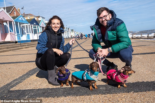 The air was filled with excited yelps on Sunday as the charming canines took over the seaside town of Southwold, Suffolk