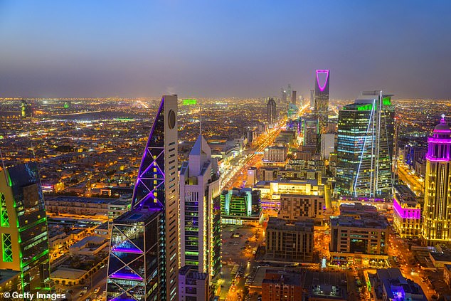 The Saudi capital Riyadh at night. Amnesty International has claimed that citizens in Saudi Arabia continue to be regularly unlawfully imprisoned without the opportunity to challenge the legality of their detention. Women still face discrimination in the law