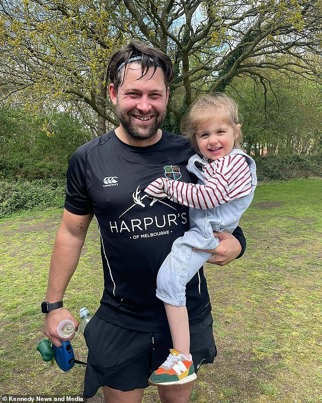 After his chest pain worsened, forcing him to leave class, he rushed to the emergency room to be examined. In the photo Mr Bilson with daughter Margot