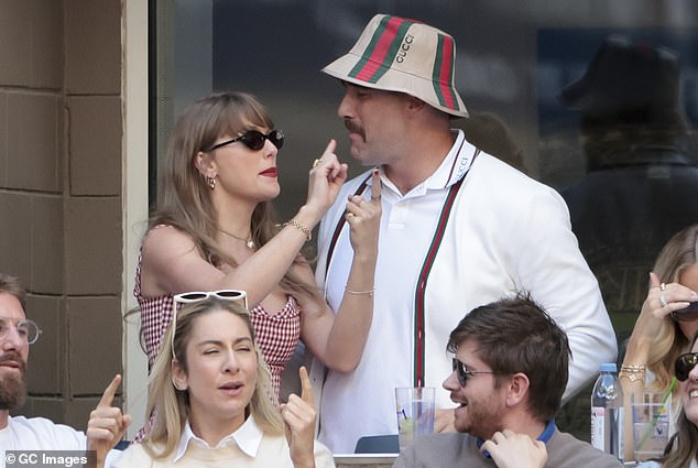 Pictured: Taylor Swift and Travis Kelce attend the men's final on day fourteen of the 2024 US Open Tennis Championships at the USTA Billie Jean King Tennis Center on September 8