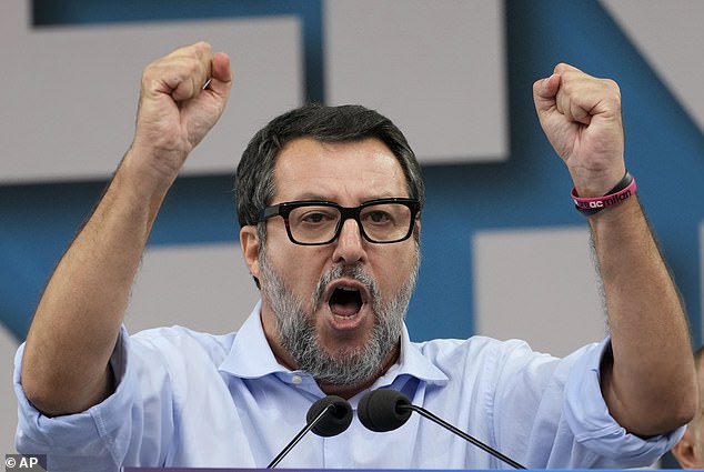 The Salvini lovefest marked a marked improvement in his political fortunes after the leader of Italy's League party saw his support collapse in the 2022 elections when fellow right-wing leader Giorgia Meloni was elected prime minister.