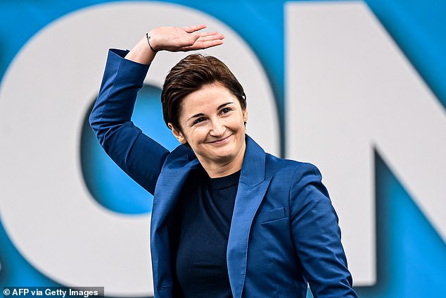 In Austria, the Freedom Party (FPO) won the recent elections despite being criticized for calling their candidate for chancellor the 'People's Chancellor', a phrase used to describe Hitler. Marlene Swazek (pictured), the vice president of the FPO, was in Pontida where she promised to turn Austria into a 'fortress'