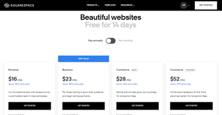 Screenshot of Squarespace's pricing page