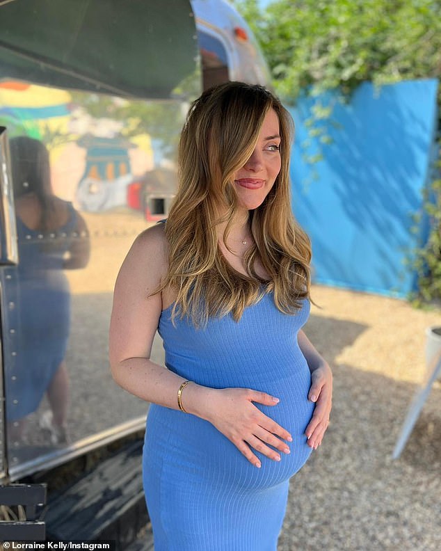 Rosie is the breakfast TV presenter's only child with husband Steve Smith and announced her pregnancy in April (pictured last month)