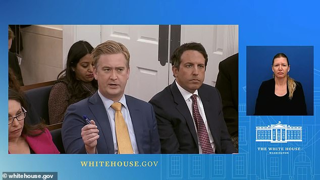 Fox News senior White House correspondent Peter Doocy questions Karine Jean-Pierre during Monday's White House press conference