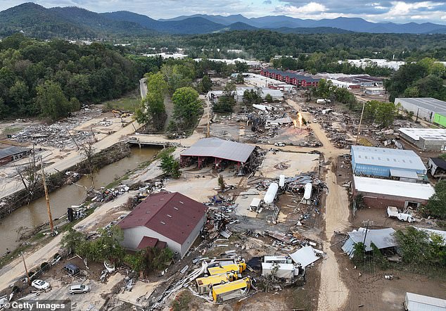 Flooding near Asheville, North Carolina. More than 100 people in the state died from the storm