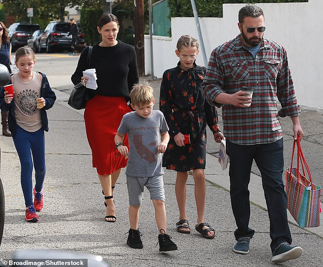 In addition to 18-year-old Yale University freshman (2-R, photo in 2018), Garner had 15-year-old Finn (L) and 12-year-old Samuel (M) during her decade-long marriage to ex-husband #2 Ben Affleck (R), which ended in 2018