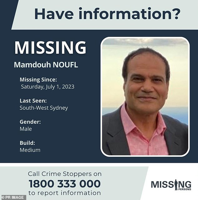 An investigation into Mamdouh Noufl's disappearance began in July 2023 when police were called to a house in Juno Parade, in Greenacre, in Sydney's west.