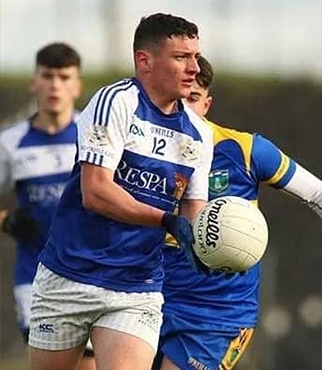 At Darren's funeral, family and friends took the coffin - draped in the colors of Oldcastle football club (his local team) - to the field where he so often played.