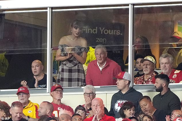 Swift was in the stands to cheer on Travis Kelce and the Chiefs during Monday night's NFL game