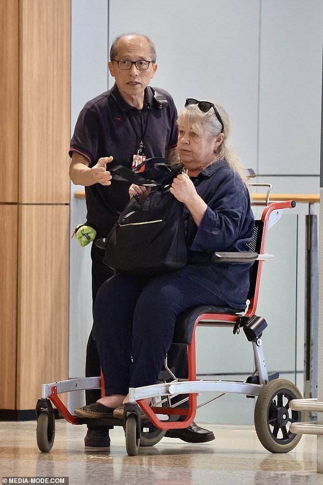 The former Playschool star was dressed casually for the flight in navy blue trousers and a matching colored shirt