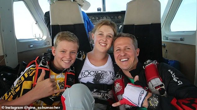 Gina and her brother Mick (left) wished their father a happy birthday earlier this year with touching messages as he turned 55