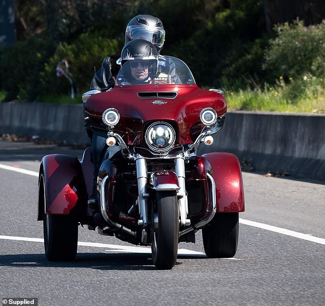 Highway man: Mario Attard is on the road again on a three-wheeled Harley