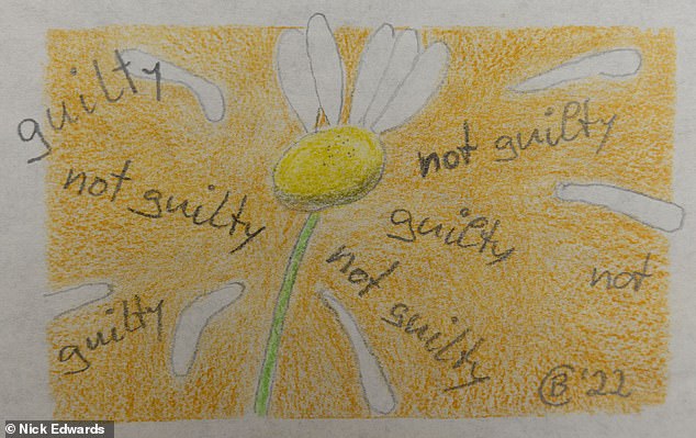 Brueckner's four-page letter ends with a drawing of a daisy (pictured) with its petals plucked and the words 