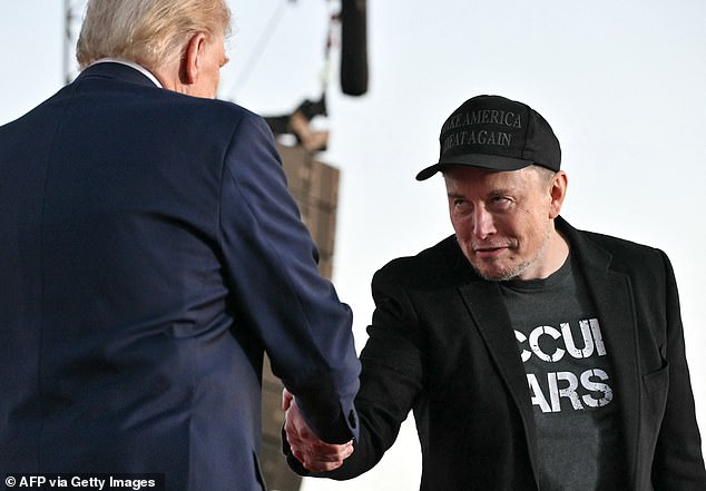 Musk, wearing a black baseball hat, urged supporters to vote and register to vote, as well as urging others to 